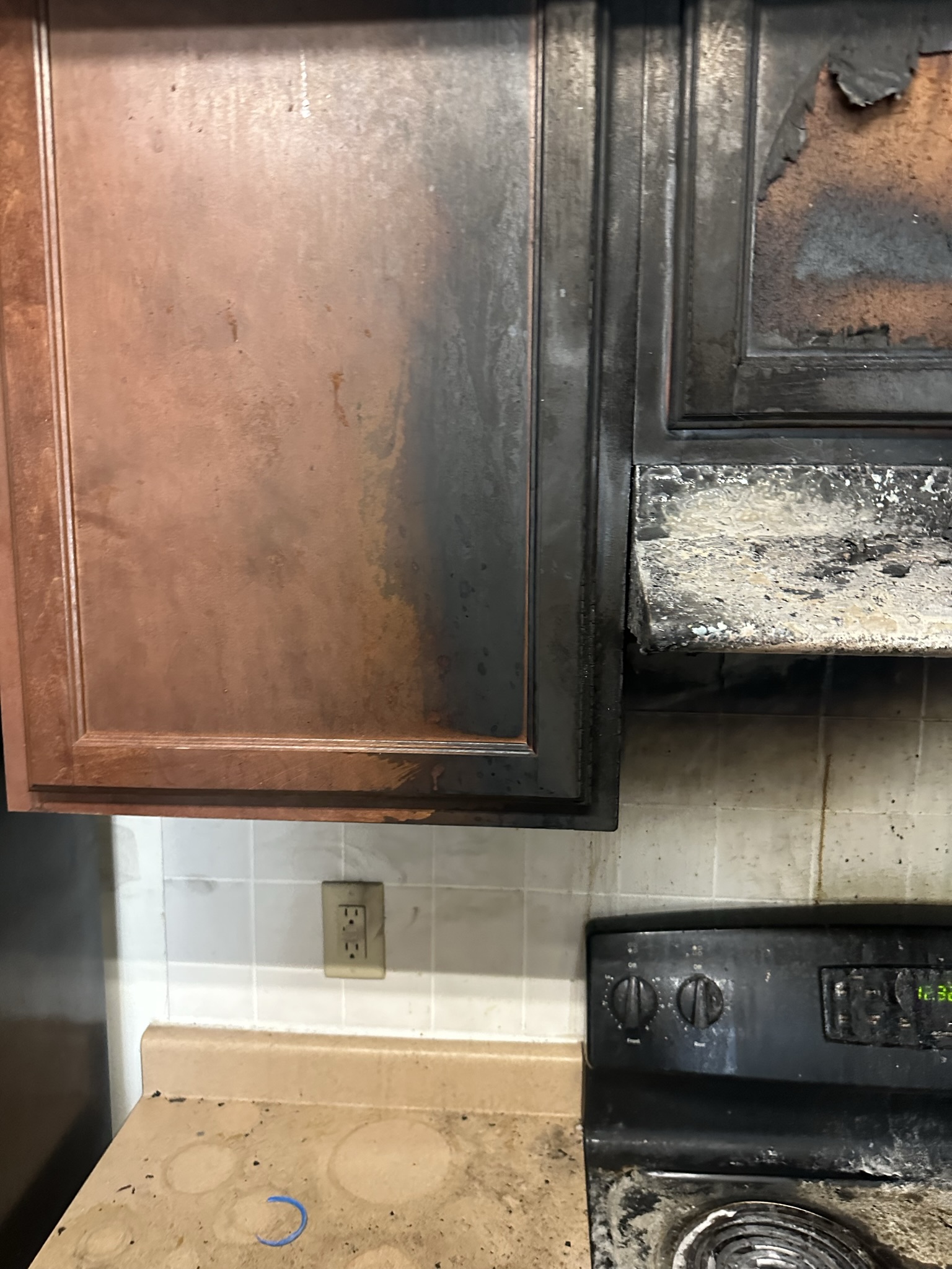 fire damage to kitchen cabinets