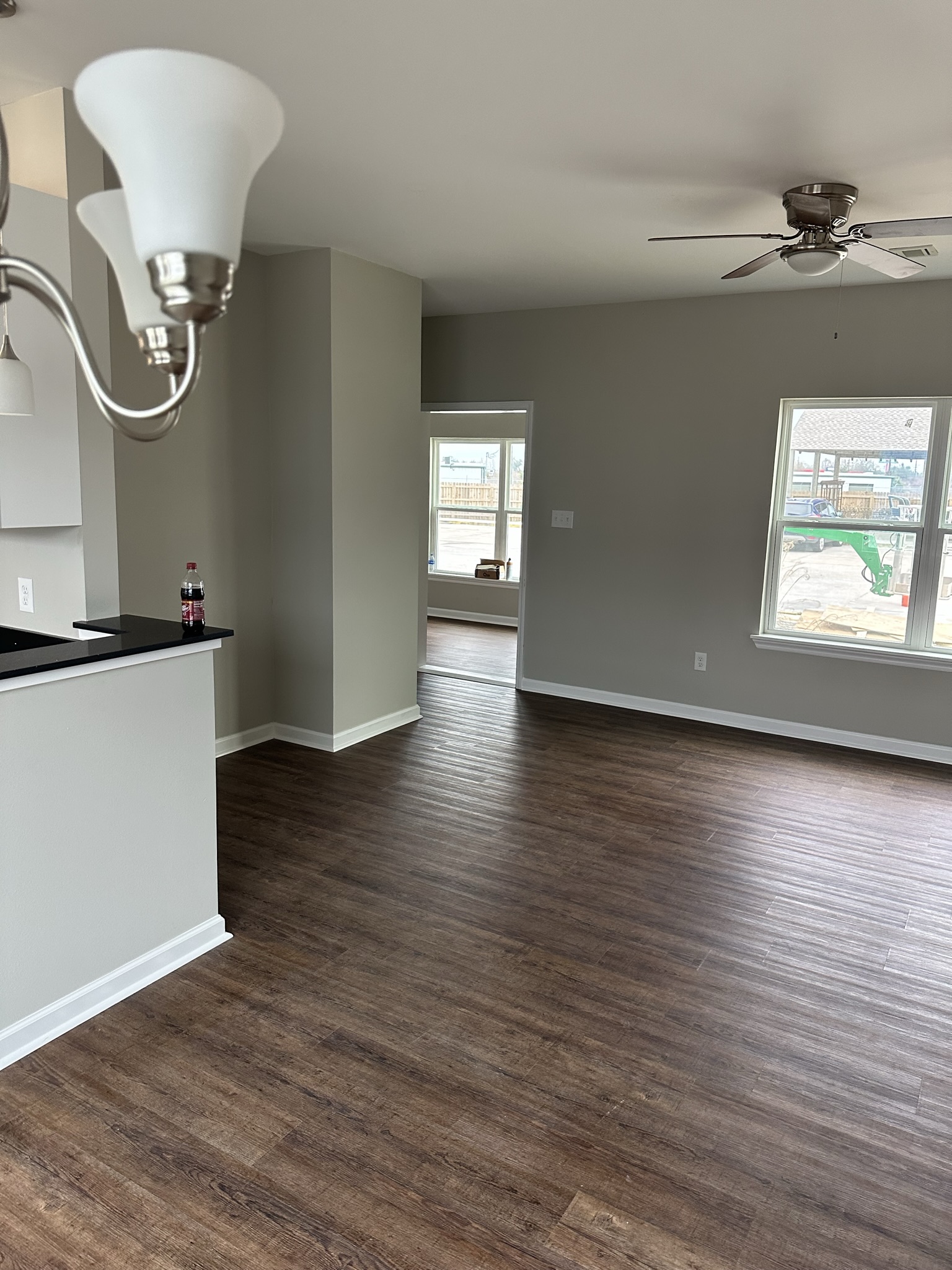 Repaired drywall, painted, new floors